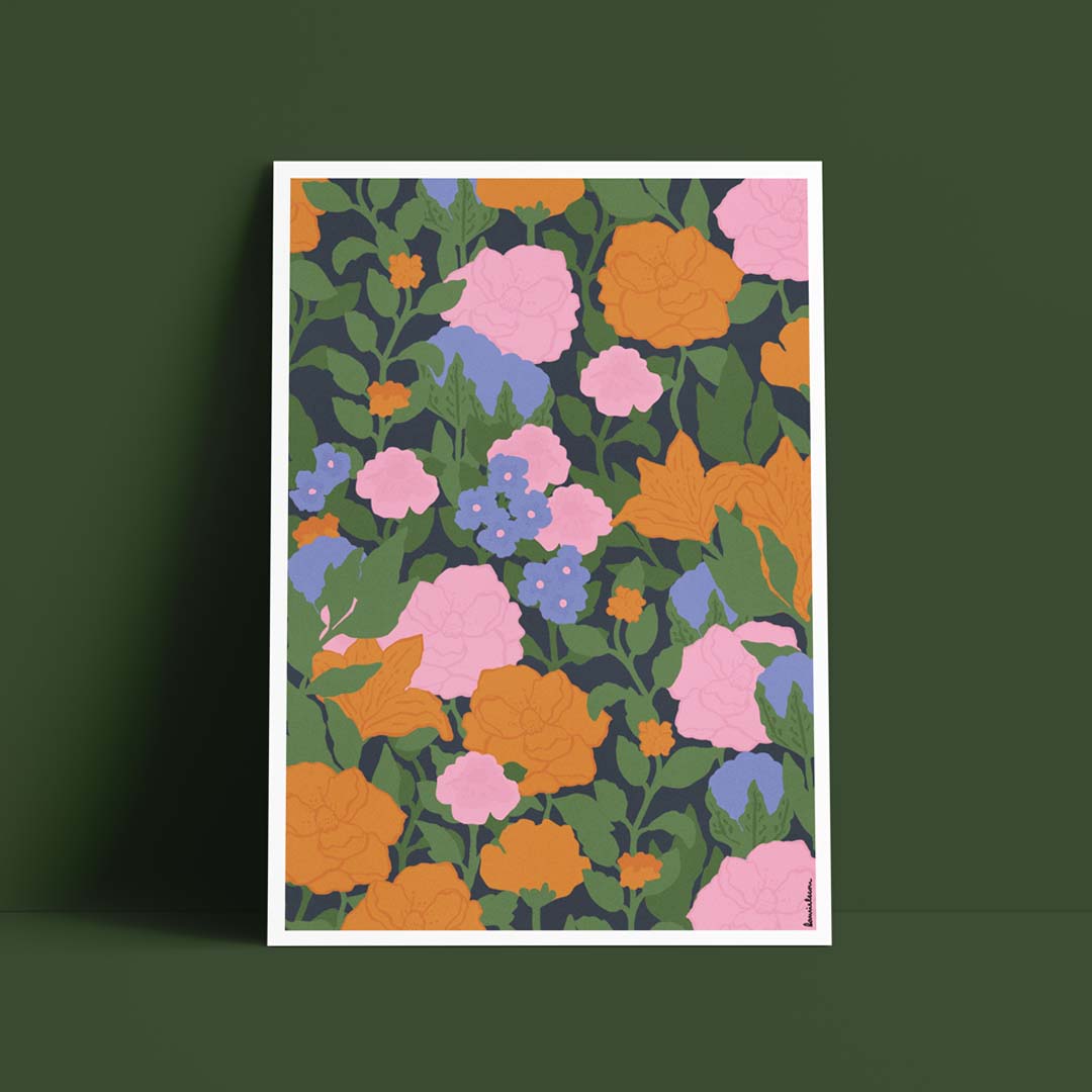 affiche A4 florale et colorée