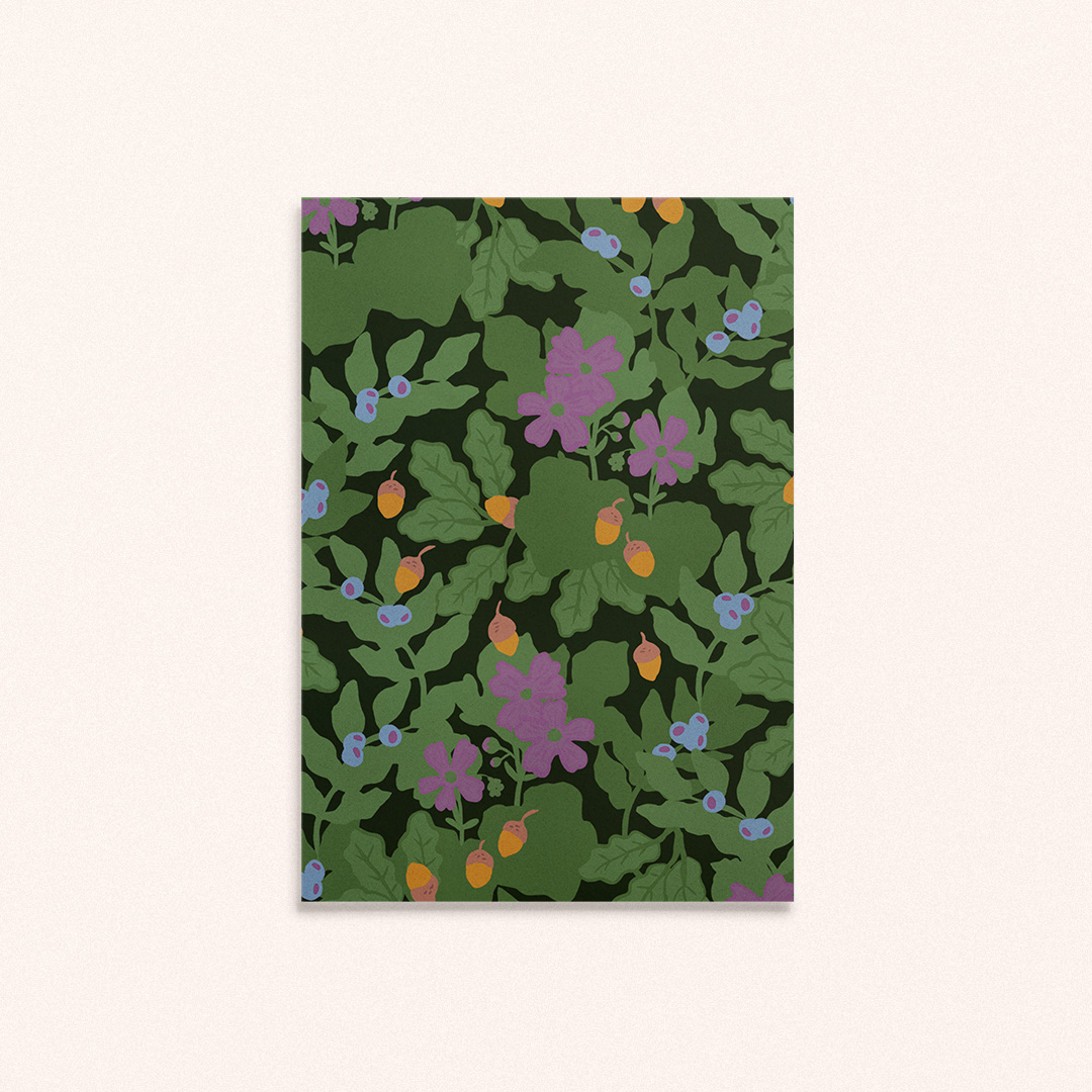 Mini affiche A6 florale et colorée Forêt