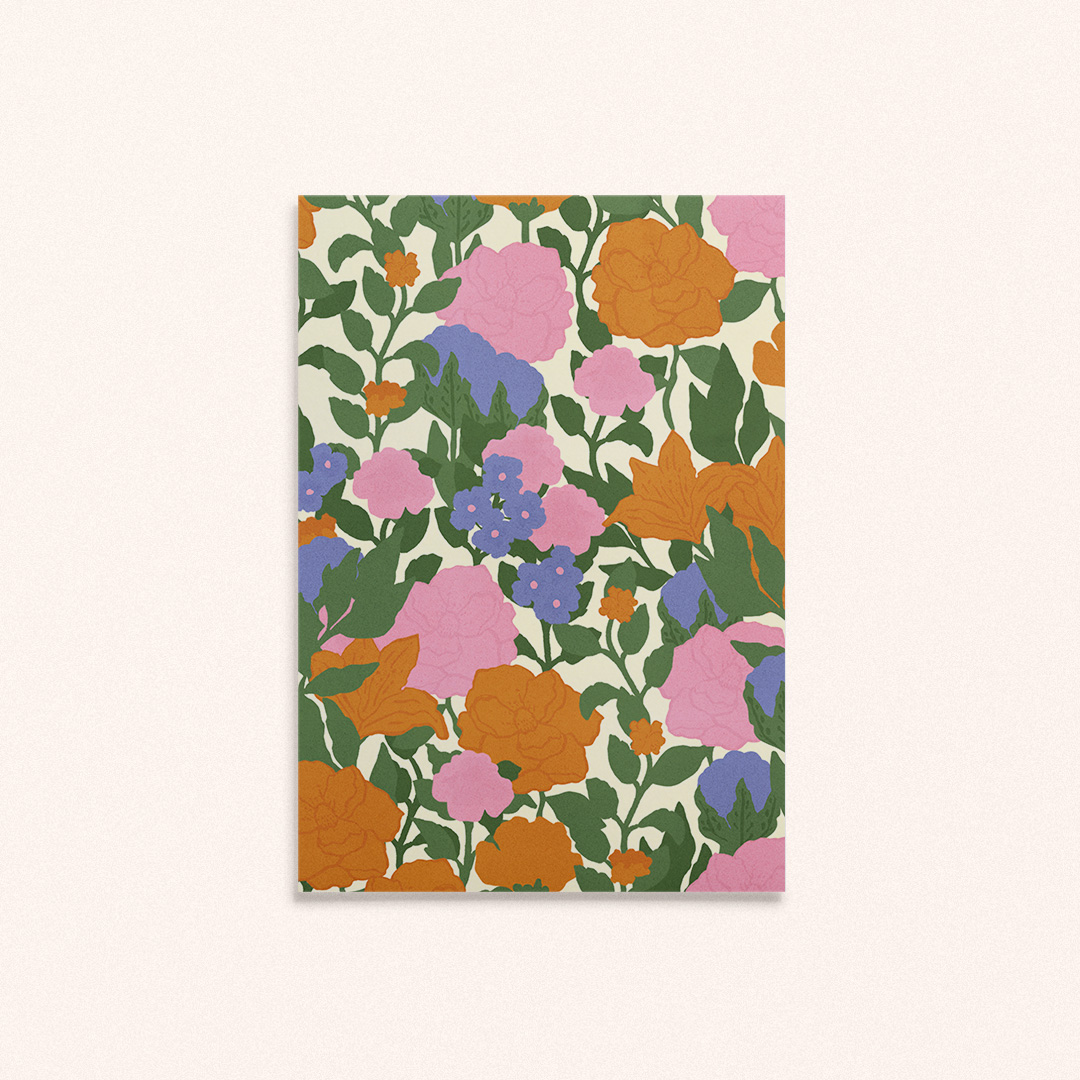 Mini affiche A6 florale et colorée Garden