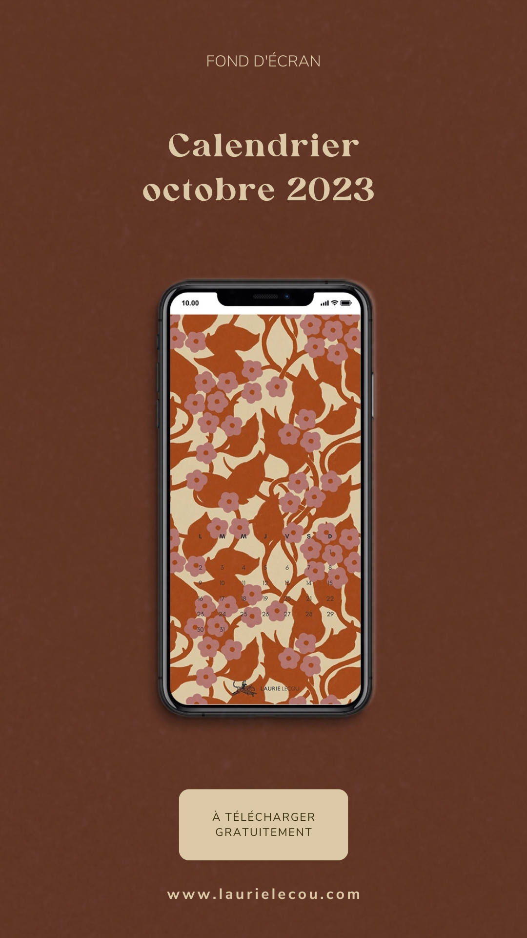 Fond d'écran de téléphone avec un motif floral aux tons orangés