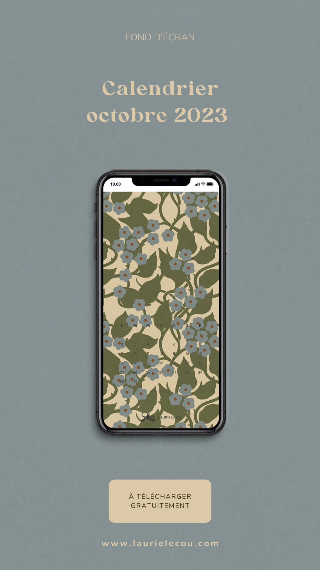 Fond d'écran de téléphone avec un motif floral aux tons bleus et verts